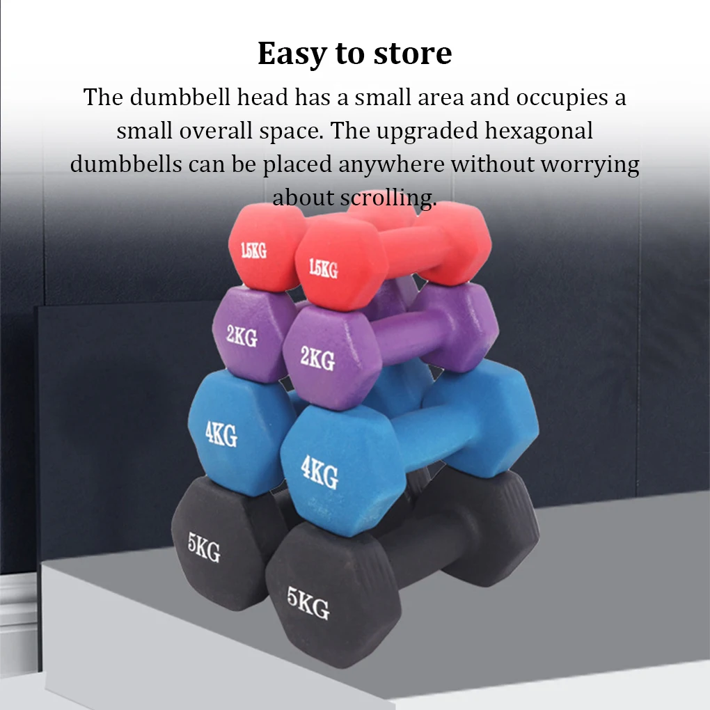 Dumbbell Hex Shape Anti-collision Fitness Equipment Waterproof Dumbells Weightlifting Tool Arm Straining Accessories RandomColor