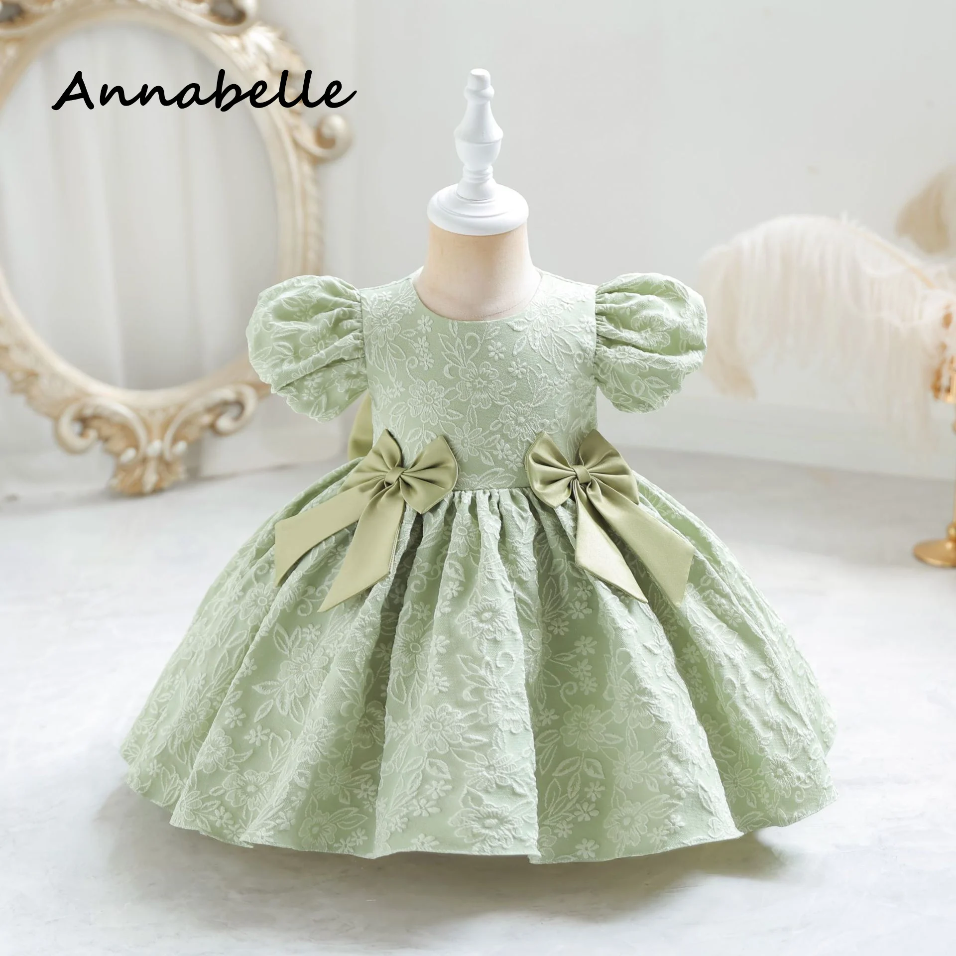 Annabelle Flower Baby Girl Bow Dress For Wedding Party Dress bambini colorati Puffy Baby Girl Clothes Princess vestidos