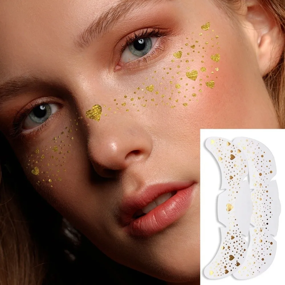 6pcs Sexy Metallic Radiation Fake Freckles Golden Silver Waterproof Temporary Stickers Face Makeup Patches Cosmetic Tools
