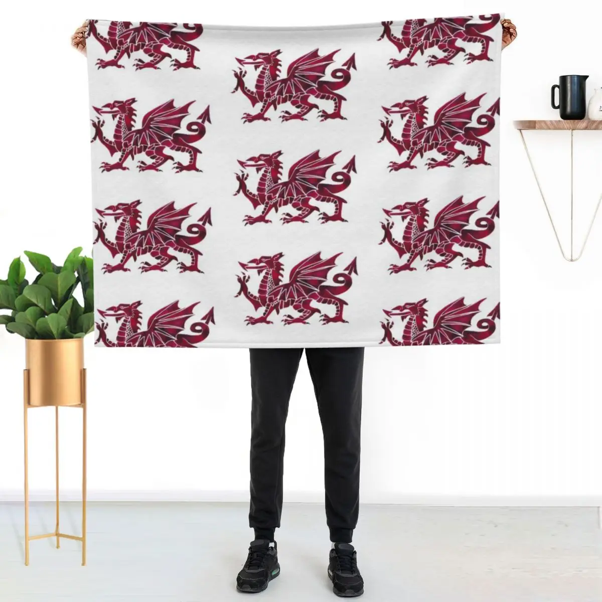 Welsh Dragon Red Dragon Wales Cymru Cymraeg Draig Coch Throw Blanket Lightweight Warm Blanket for Indoor Outdoor Use