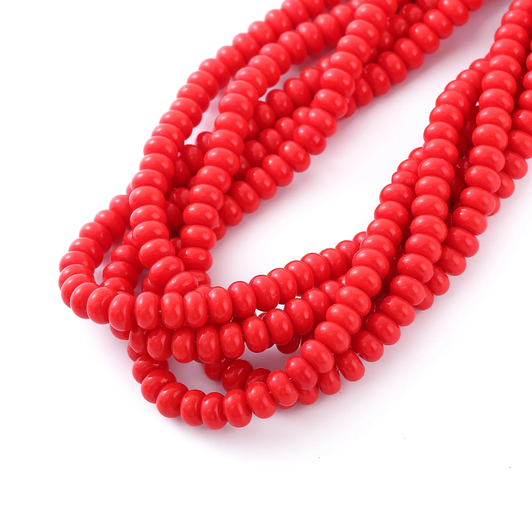 76pcs Wheel Beads 5x8mm Hand String Glass Buddha Beads Smooth Flat Round Beads Crystal Abacus Beads  Jewelry Accessories