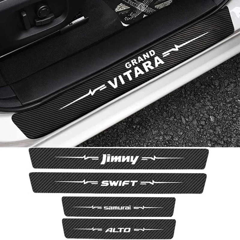 4Pcs for Suzuki SWIFT GRAND VITARA ALTO IGNIS JIMNY SX4 SAMURAI Car Door Threshold Sill Protective Anti-Scratch Stickers Decals