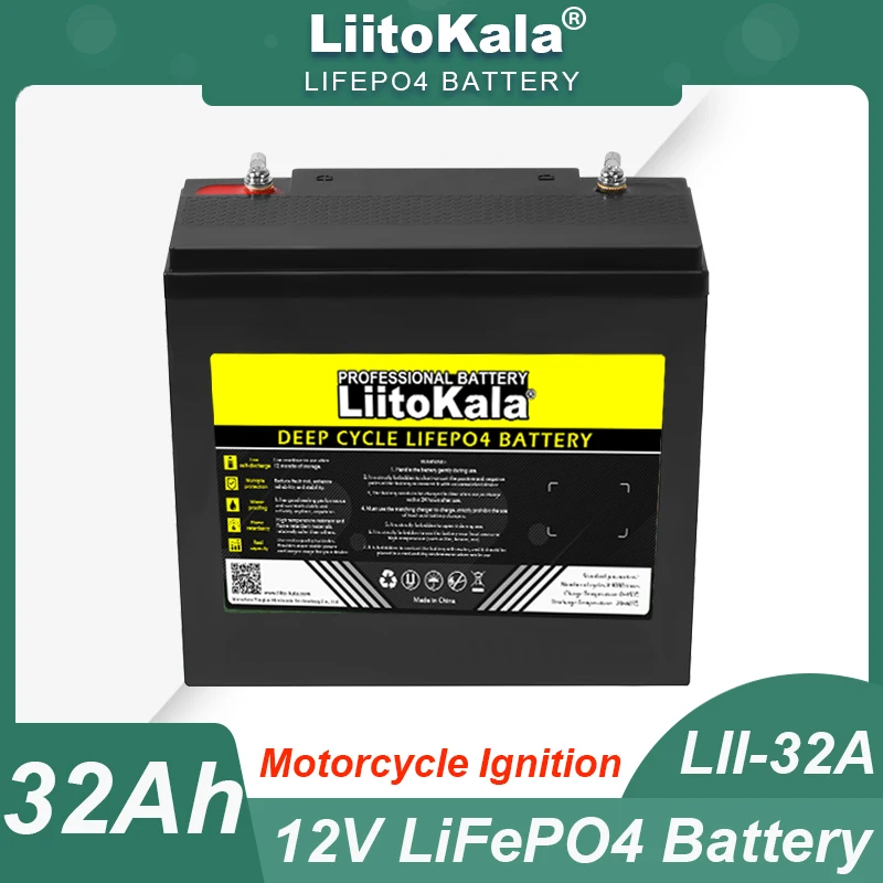 Imagem -02 - Battery Pack com Baterias de Fosfato de Ferro de Lítio Bms Inversor de Ignição da Motocicleta Solar 12.8v 32ah 12v 14.6v Liitokala-lifepo4