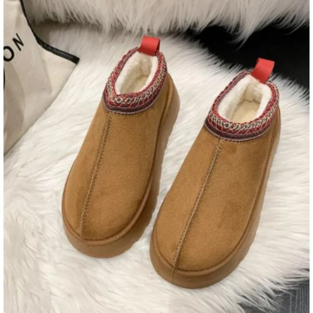 Women Chelsea Ankle Snow Boots Winter New Woman Brand Fur Short Plush Warm Flats Slippers Platform Shoes Flip Flops Suede Botas