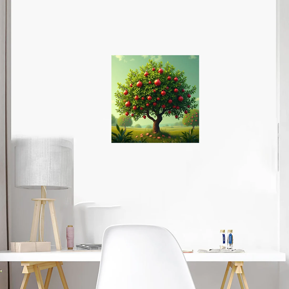 Three Ratels QL233 Beautiful countryside fruit tree cart Art Wall Stickers for Home Decoration