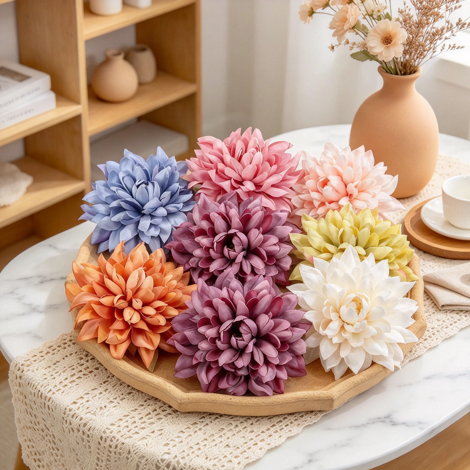 10/20 Pcs Silk Artificial Flowers White Gerbera Holiday Wreath Home Table Party Crafts Decorations Wedding Outdoor DIY Gift Box