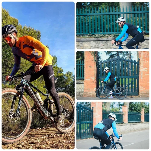 Imagen 2 del producto DAREVIE Pantalones largos de ciclismo para hombre, Pantalón ajustado con almohadilla de Gel, nivel profesional, verano, no invierno