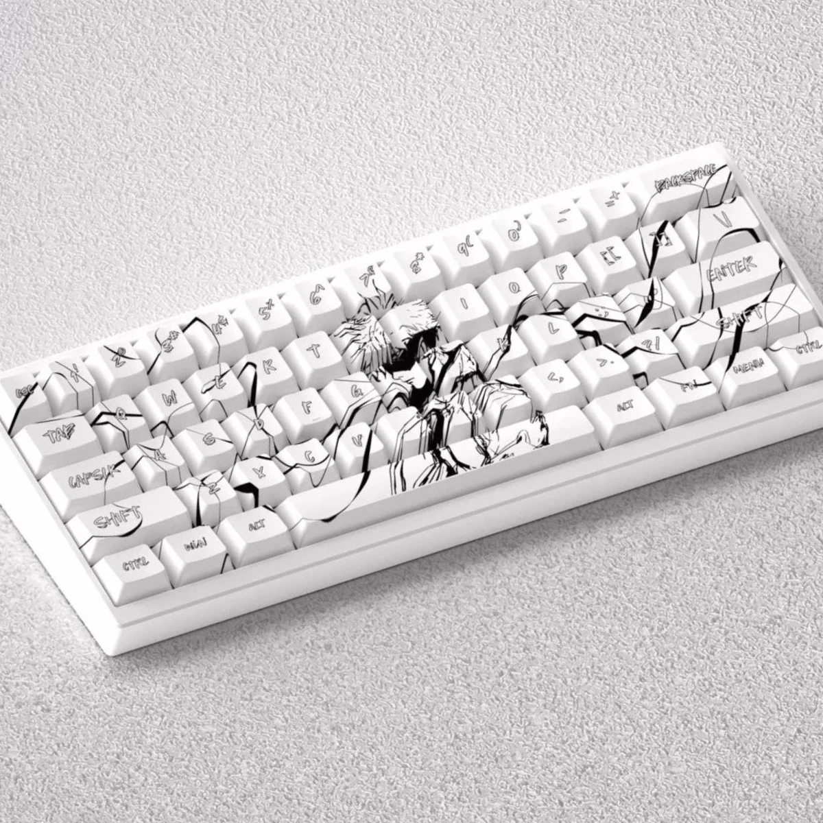 Gojo Satoru Keycap Set 73 Keys PBT Cherry Profile White 5T5 Anime Keycaps for 60 65 68 Layout Mechanical Keyboard Accessories