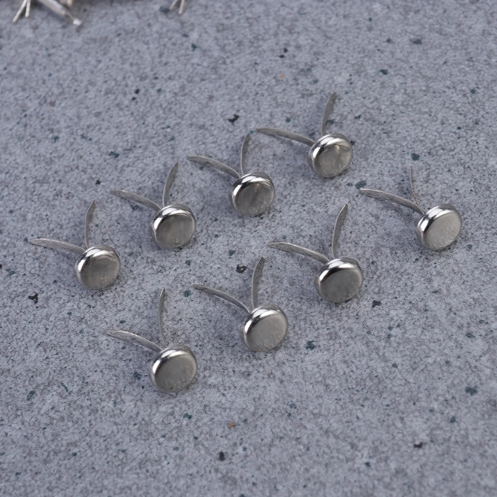 

200 Pcs Electroplating Two-leg Nails Paper Fasteners Brads for Crafts Embellishments Pearl Round Metal Items Gold Office