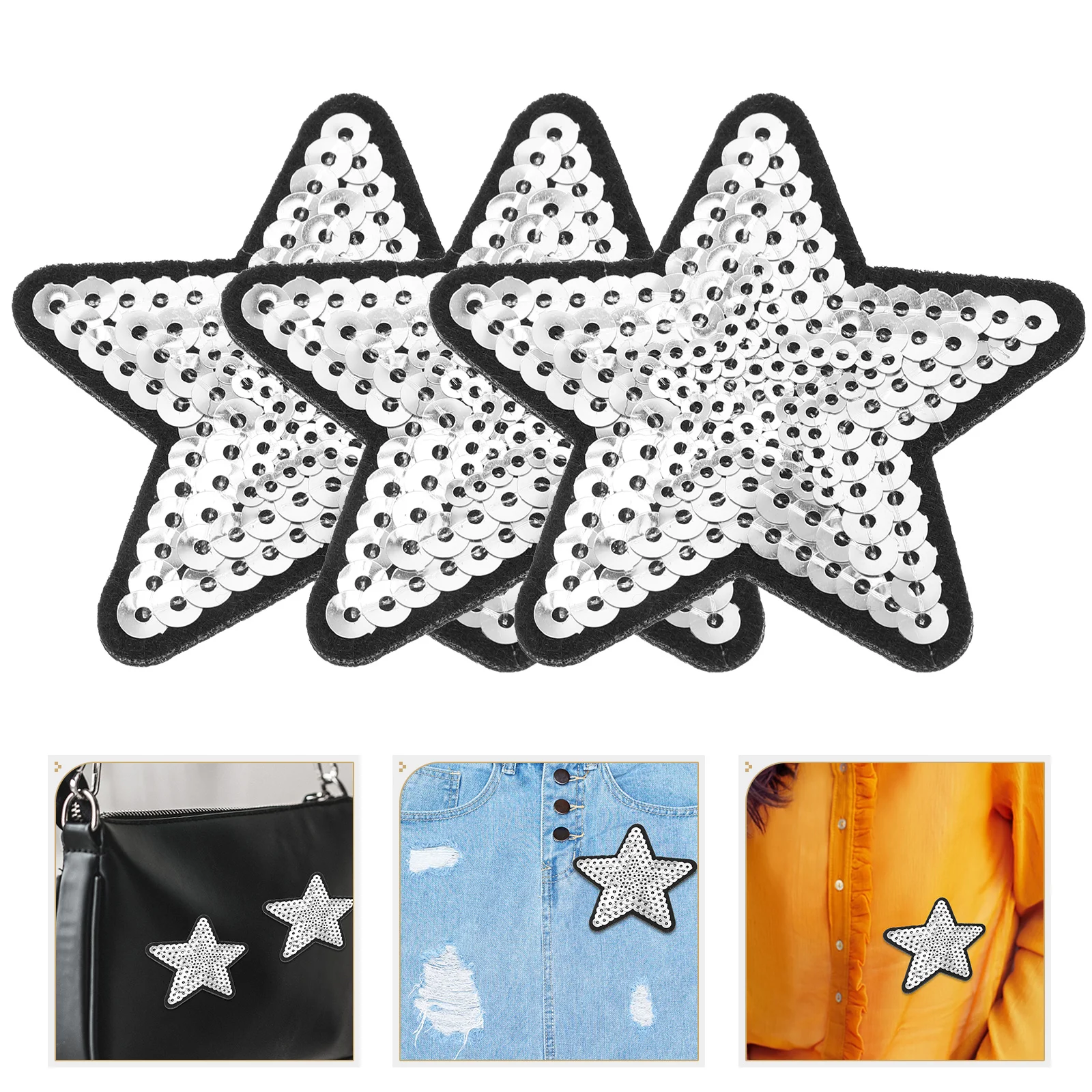 

10 Pcs Star Sequin Appliques Embellishments Exquisite Patches for Backpacks Hat Adhesive