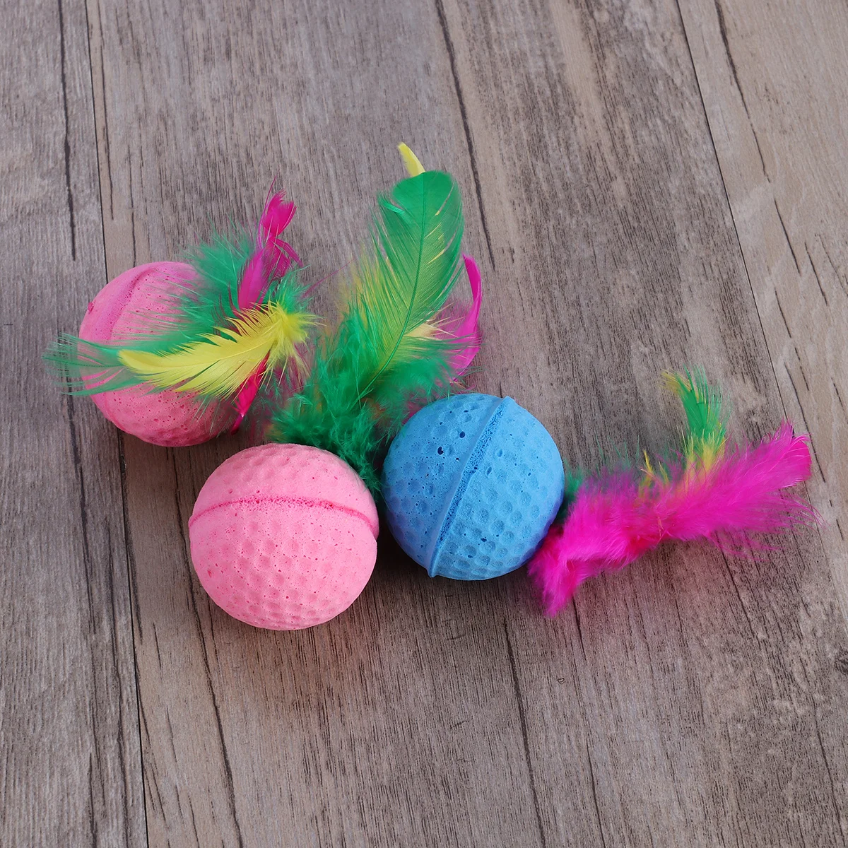 

3 pcs Latex Foam Balls For Cats Sponge Balls Cat Colorful Tails Kitten Play Stimulate Hunting Instinct