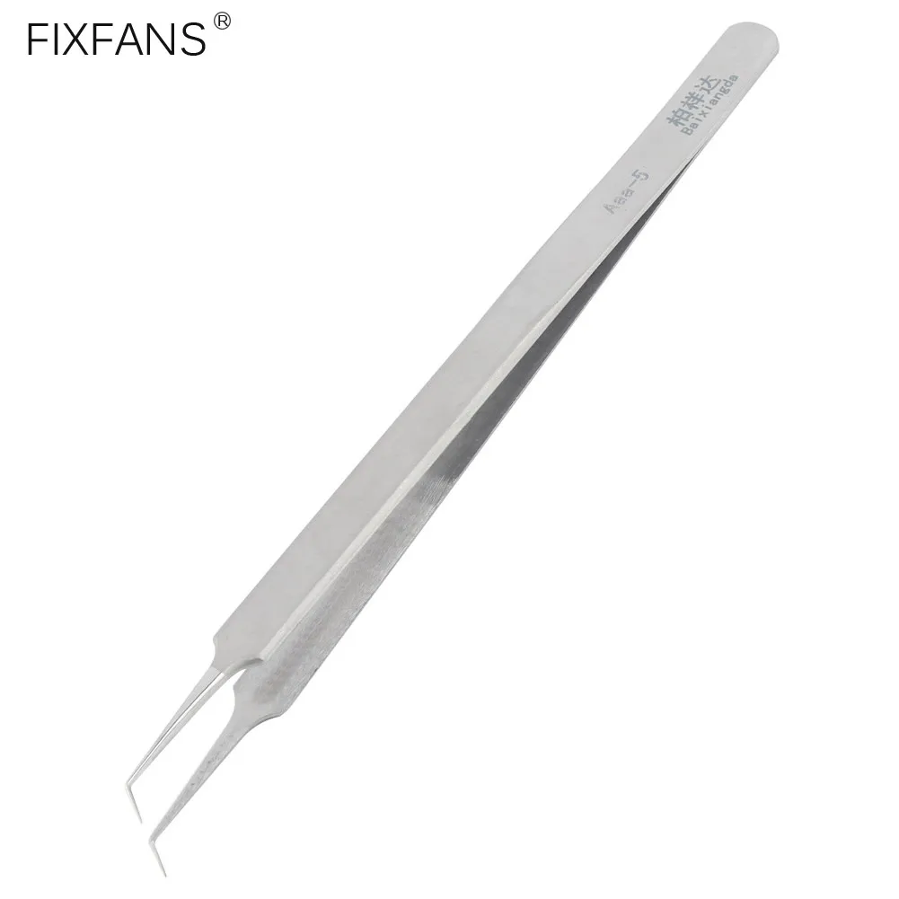 16cm Long Stainless Steel Curved Tweezers Ultra Thin Fine Pointed Tip Precision Lab Tweezers for iPhone BGA SMD Repair Tool