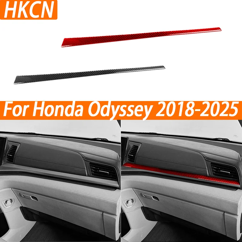 

For Honda Odyssey 2018-2025 Carbon Fiber Car Accessories Glove Storage Cover Passenger Dashboard Strip Decorative Sticker