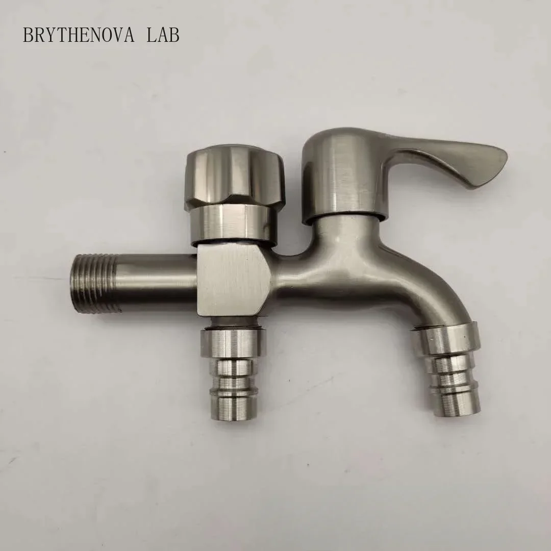 Before and After Double Washing Machine Faucet Into Two Head Double Household Split Mop Pool Single Cold Faucet