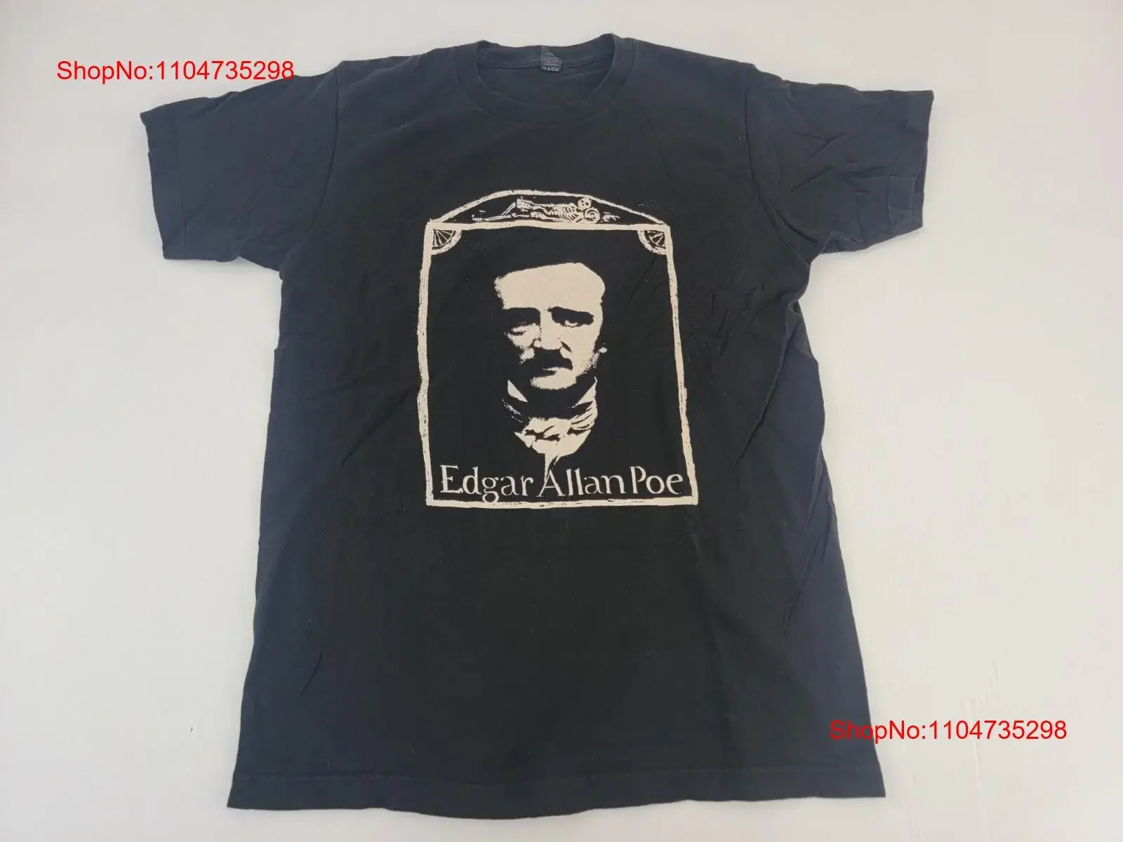 Edgar Allan Poe autor camiseta negra Tultex Ringspun algodón mujeres M vintage lavado ropa de diseñador transpirable estirado