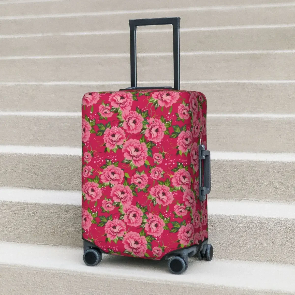 Red Luxury Flower Suitcase Cover Vacation 2024 New Fashion Elastic Luggage Supplies Travel Protector