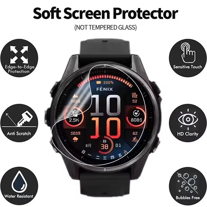 Screen Protector for Garmin Fenix 8 7X 6X Pro 7S 7 6S 6 Pro 5X 5S 5 Plus E Fenix 8 51MM 47MM AMOLED Solar Film Protection Foil