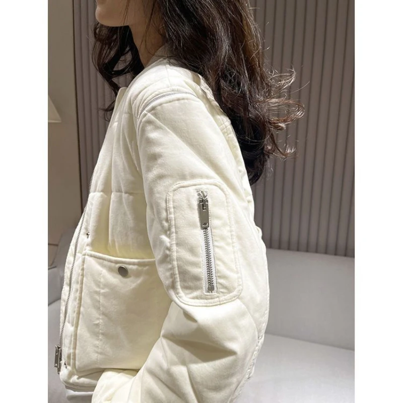 American casual hot girl warm short jacket autumn and winter suede thick women's trendy cotton jacket