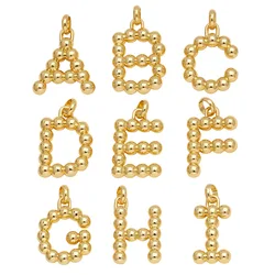 Clearance Polish Beads Bubble Letter Pendant for Necklaces Copper Ballon Initial Necklace Jewelry Making Supplies pdtb598
