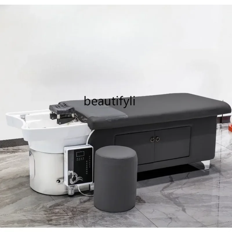 

ls 04Barber Shop Shampoo Chair Lying Completely for Hair Salon with Fumigation Water Circulation Thai Massage Flushing Bed