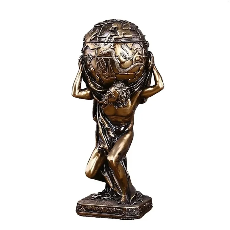 Titan god Atlas Resin Sculpture Ancient Greek Mythology Figure Statue Ornaments Artwork Home Room Hotel Study Office Decoration