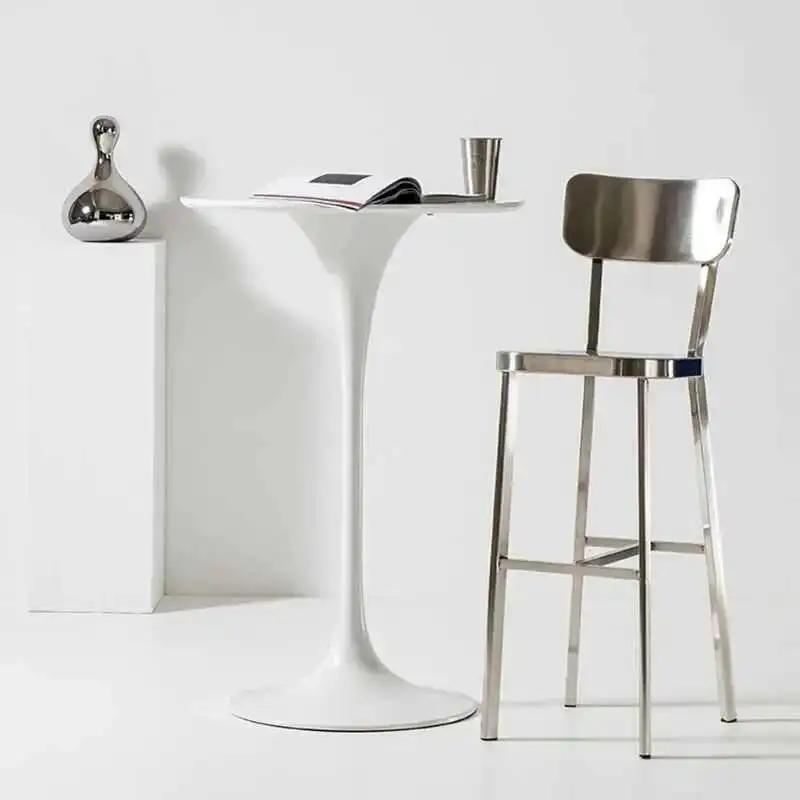 

High Make Up Bar Stools Nordic Metal Living Room Backrest Party Bar Chair Stainless Steel Barber Taburete Alto Home Furniture