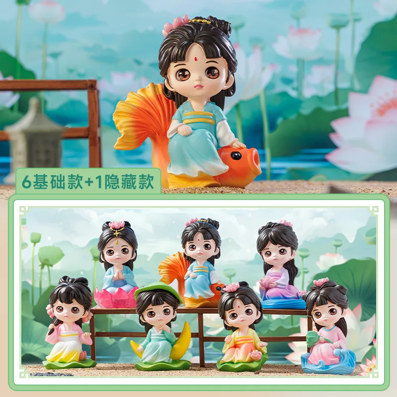

Summer Garden Lotus Girls With Ancient Costume Figurine Blind Box Collectible Creative Anime Figures Good Gift To Friends&Family