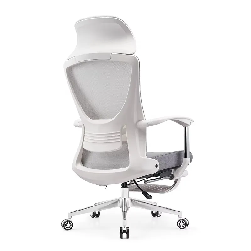 Grey Manager Computer Swivel Desk Chair Office High Back Breathable Mesh Reclining Foldable Office Chairs with Foot Rest