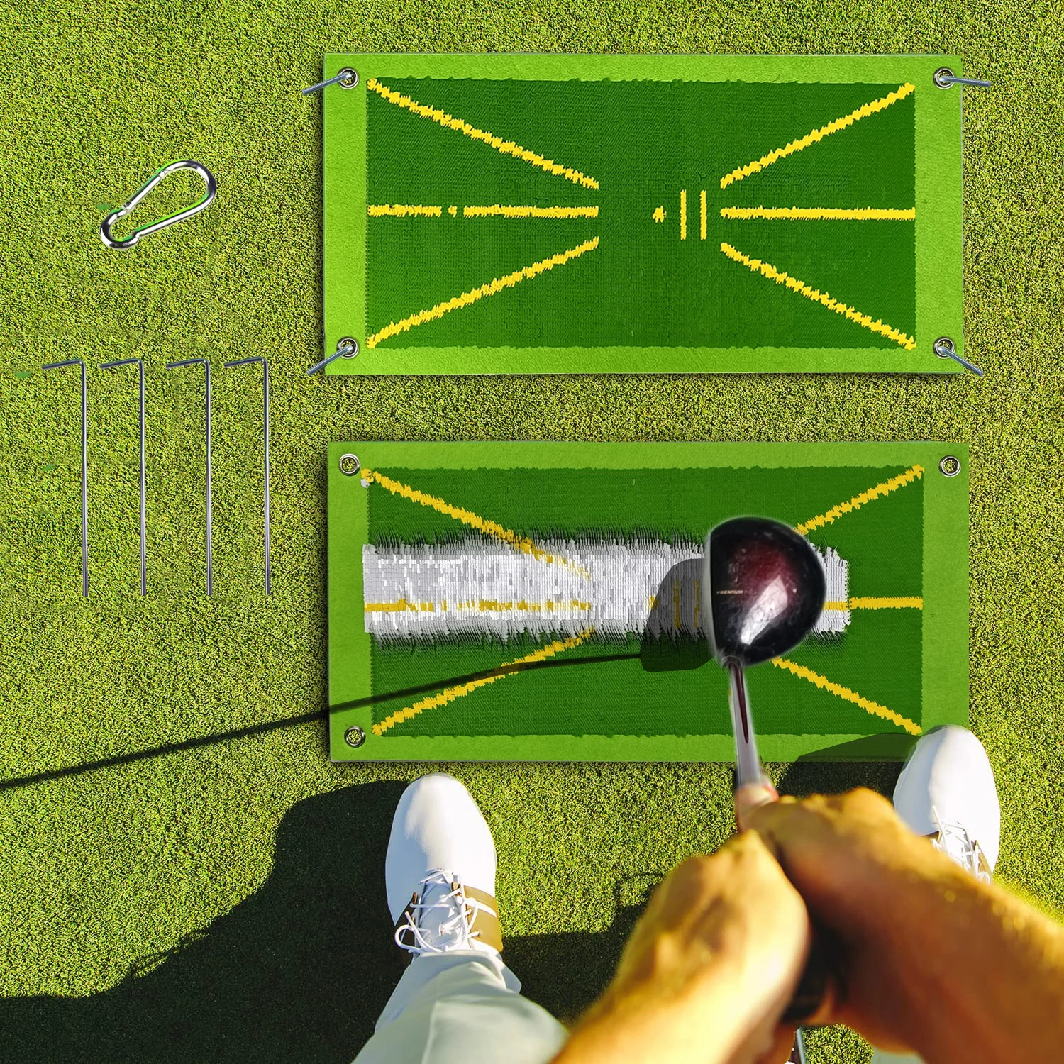 Golf Training Mat for Swing Detection Batting Golf Training Aid That Shows Swing Path Feedback and Correct Hitting Posture