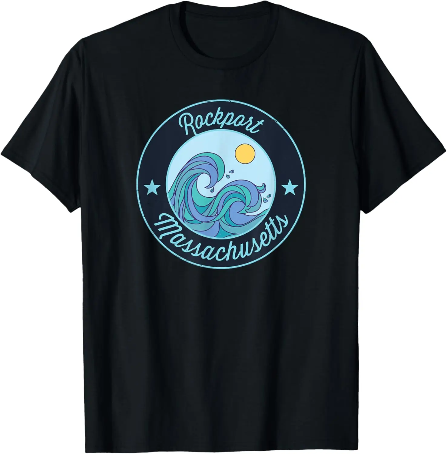 Rockport MA Massachusetts Souvenir Nautical Surfer Graphic T-Shirt