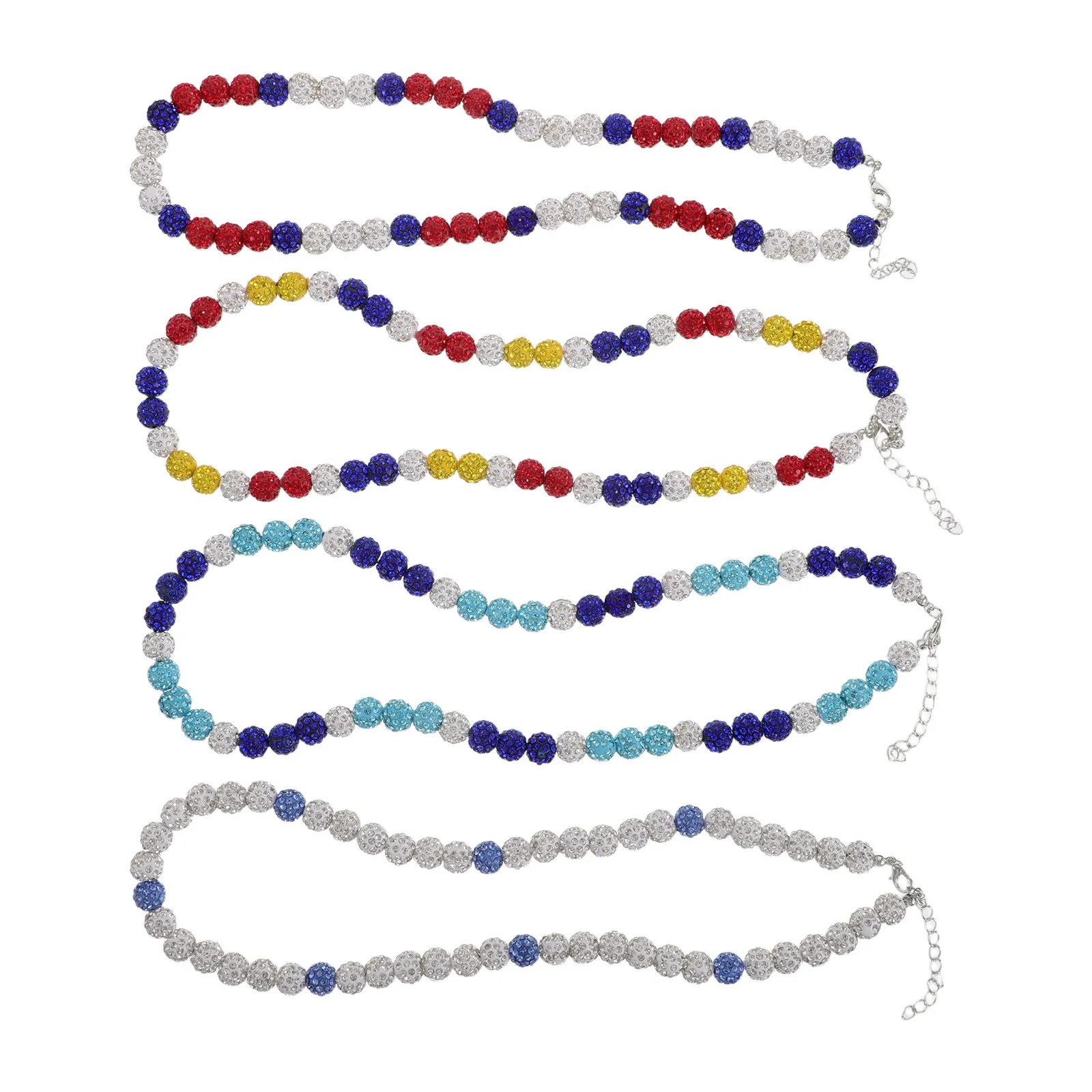 4Pcs Beaded Baseball Necklace Bling Sparkly Beads Baseball Player Necklace for Men Boys Team Spirit Sports Jewelry Party