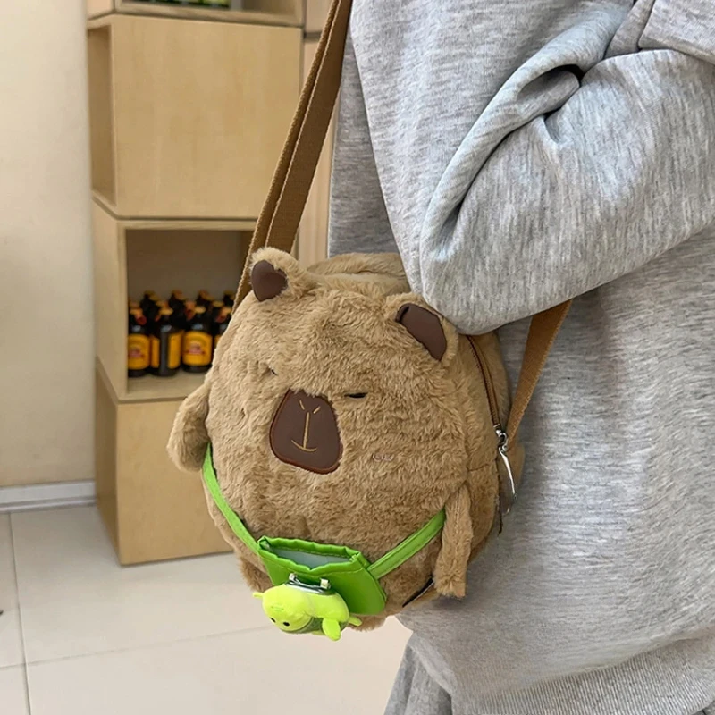Kawaii Capybara-Plüschbeutel, niedliche Cartoon-weiche Schultasche, tägliche All-in-One-Aufbewahrung, Handytasche, Geschenke für Studenten und Frauen