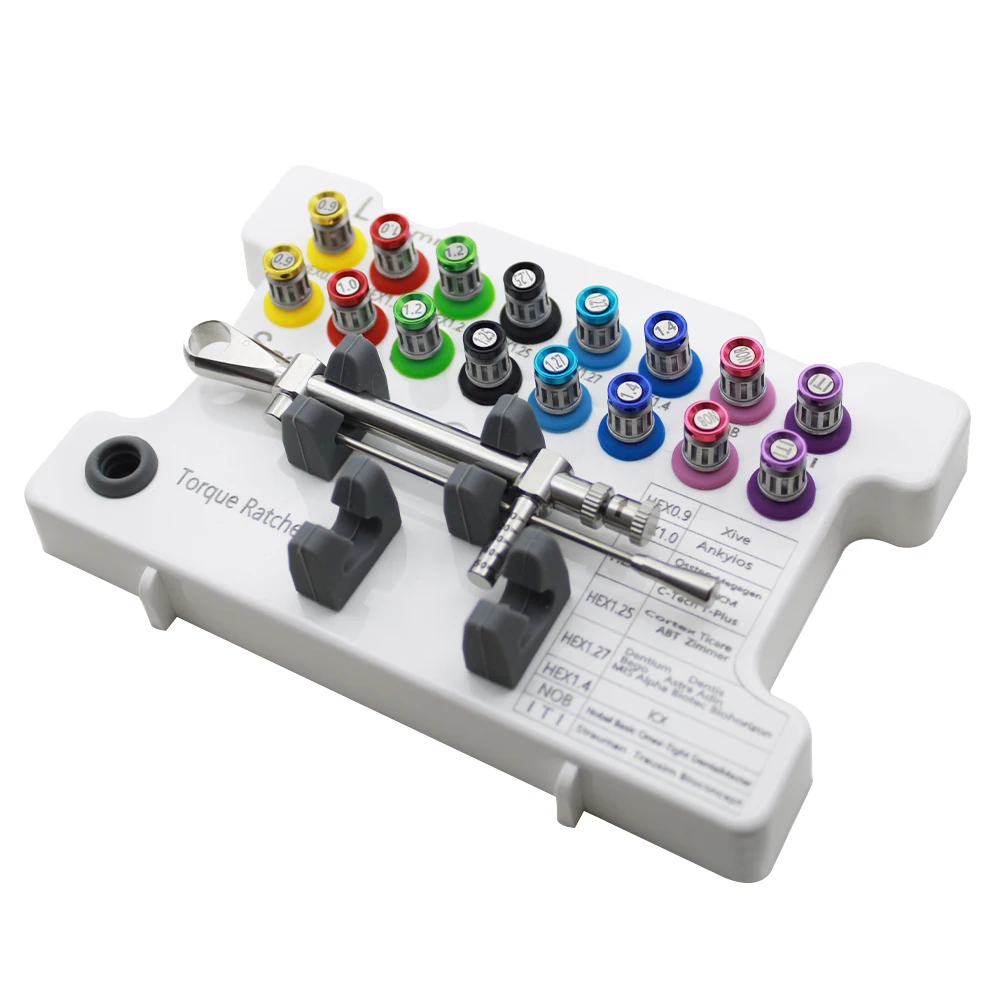 AG High Quality Screwdriver Tools Dental Implant Torque Wrench Ratchet 10-70NCM with Drivers & Wrench Kit