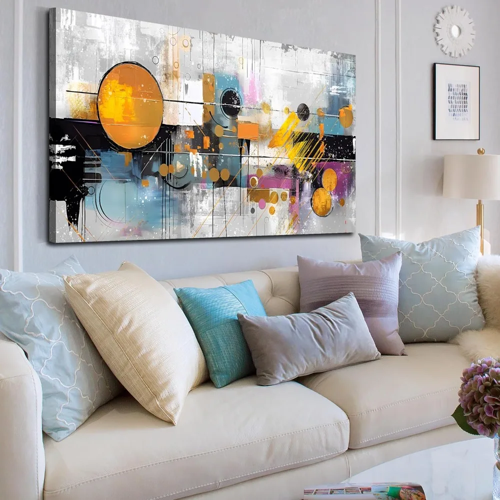 

Orange Abstract Wall Art Decorative Paintings Living Room Modern Abstract Canvas Wall Art Print Home Decorations