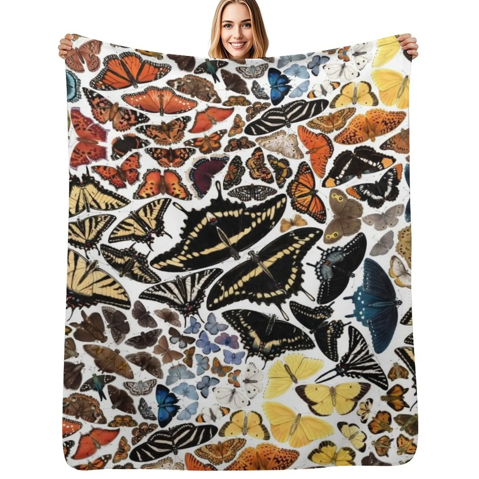 

Butterflies of North America Pattern Throw Blanket Kid'S Plush decorative Blankets