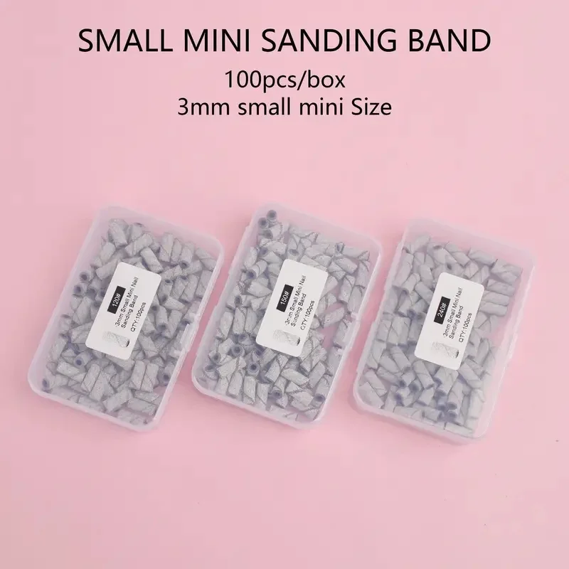 100 قطعة/صندوق 3.0 مللي متر مسمار الرملي العصابات + 1 قطعة مسمار مغزل آلة كهربائية صغيرة مسمار لقمة ثقب UV هلام الاكريليك مزيل طلاء الأظافر #3