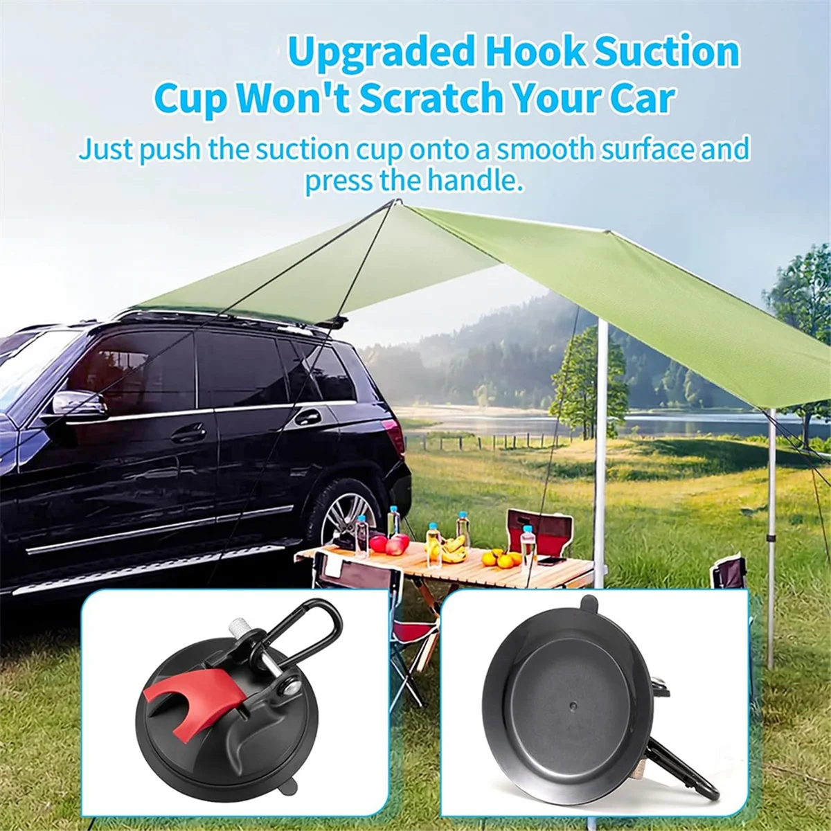 

AA91 4 PCS Heavy Duty Suction Cup Hooks for Camping, Car, RV, Window - Camping Suction Cup Hooks