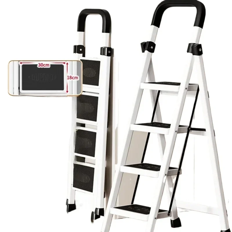 

3-Step Folding Ladder Sturdy Steel Frame Wide Anti-Slip Pedal 500 lbs Capacity Convenient Handgrip for Home and Kitchen
