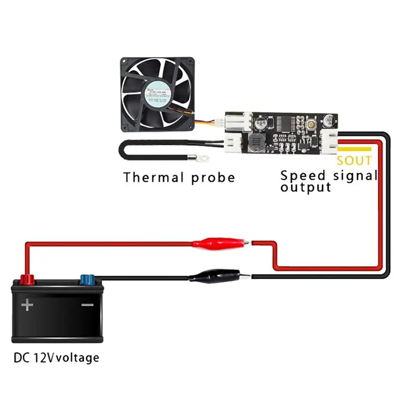PZHI-5X Temperature Controller Module Single 12V DC PWM 2-3 Wire Fan Temperature Control Governor Computer Fan