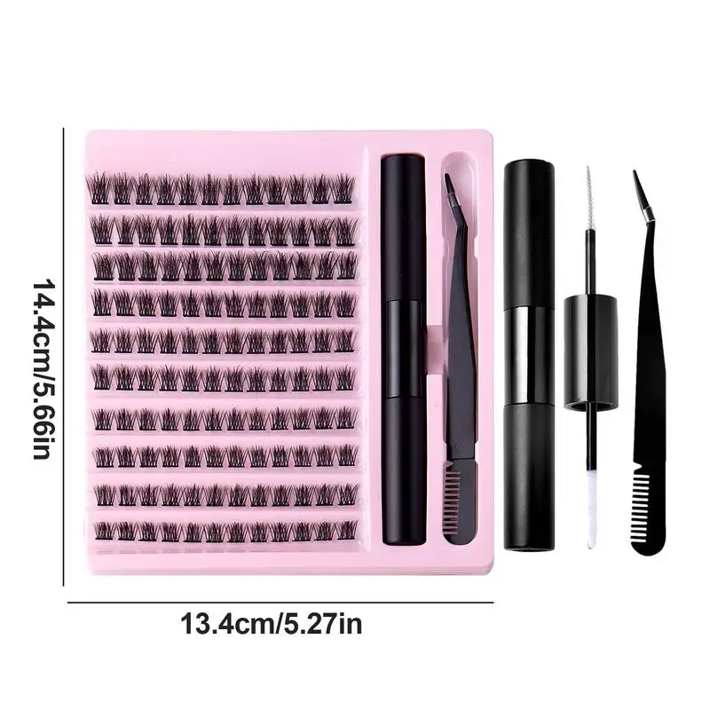 120/140pcs DIY Wimpern verlängerung skit 10-14mm Länge Wimpern cluster Kit mit Wimpern kleber bindung und Siegel pinzette gefälschte Wimpern