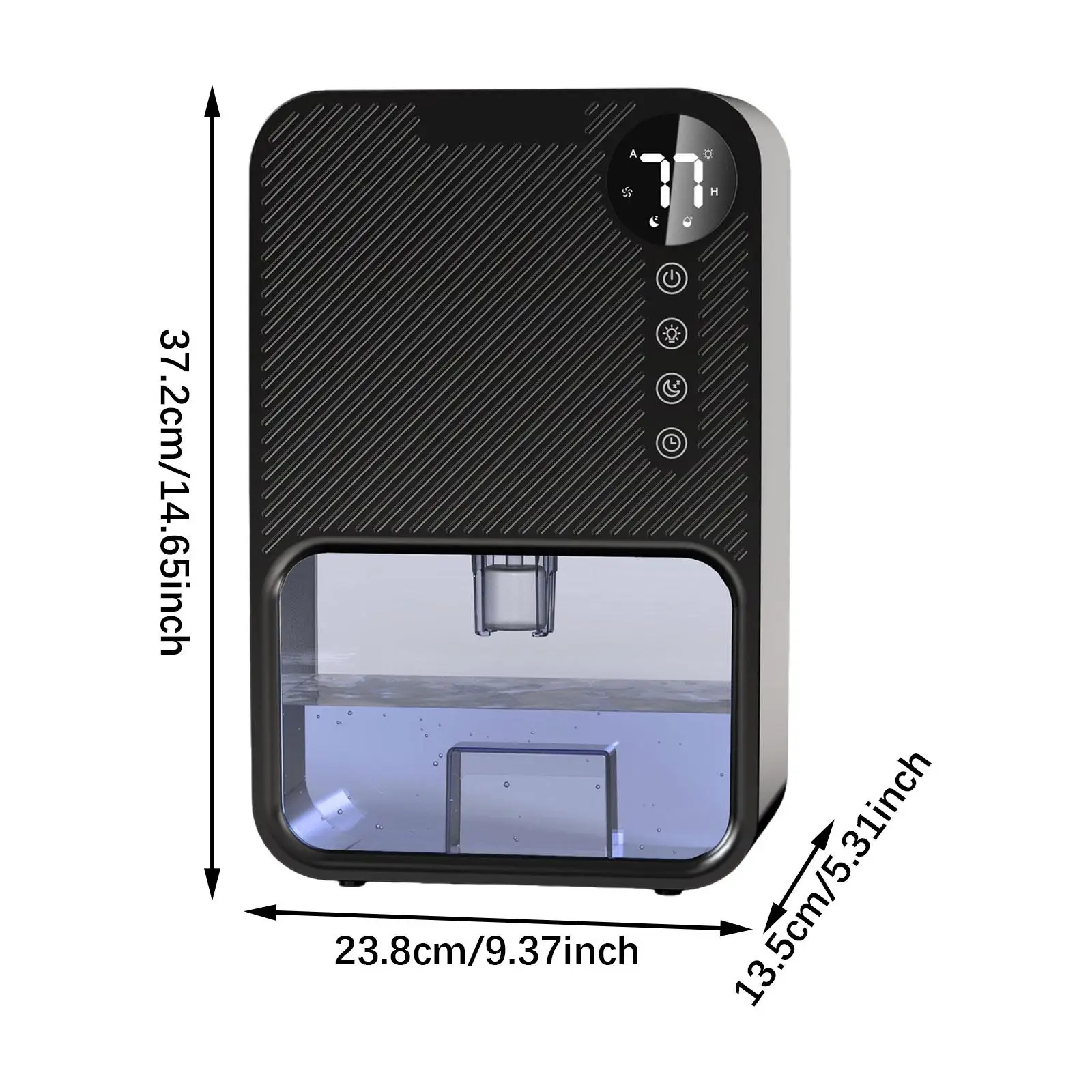 Deumidificatore domestico Serbatoio dell'acqua da 2,6-4 litri Trasparente Livello dell'acqua visibile di grande capacità per camper Bagno Camera da letto Cucina Seminterrato
