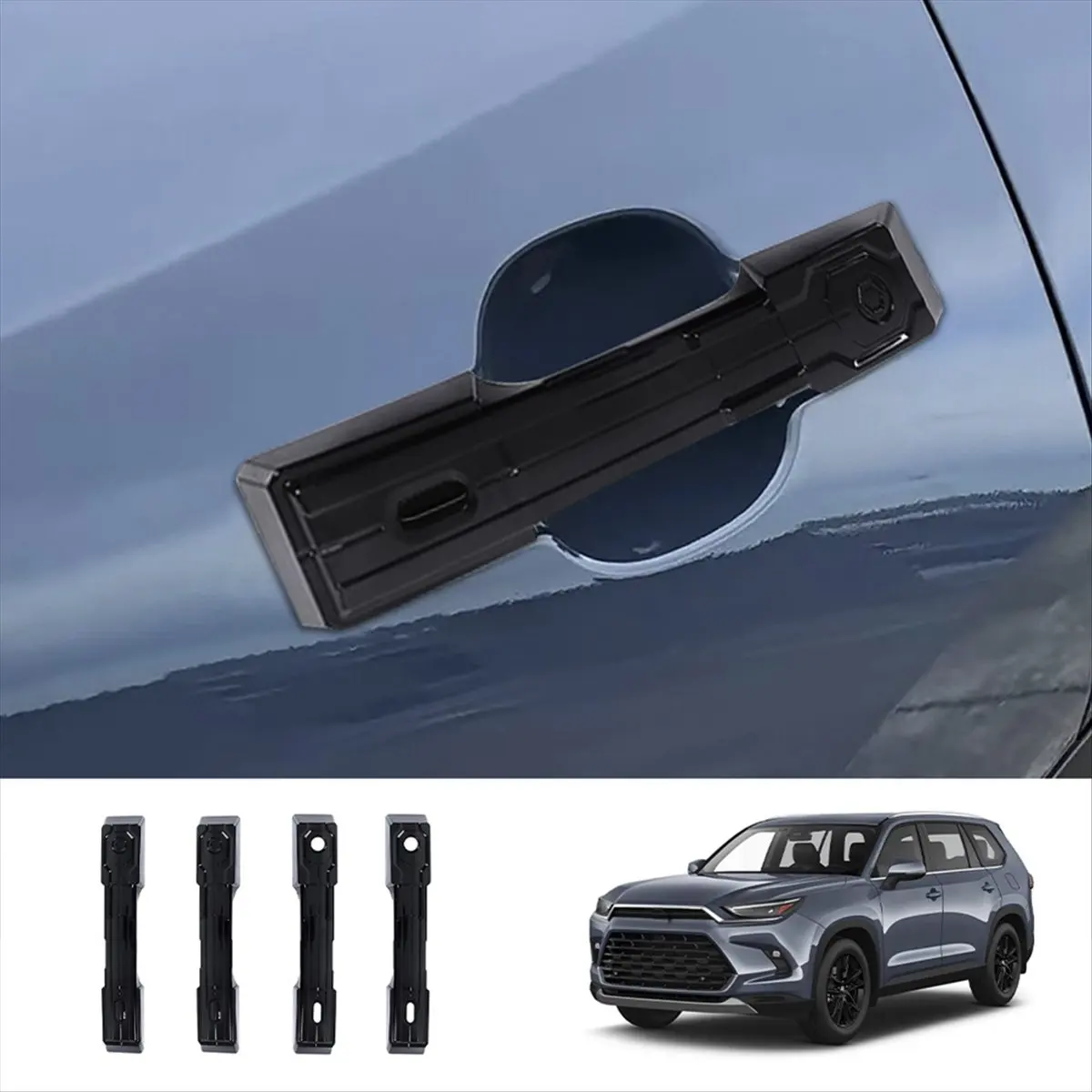 Super Sale Car Exterior Door Handle Trim Car Exterior Handle Cover Sticker for Toyota Grand Highlander 2024 Glossy Black