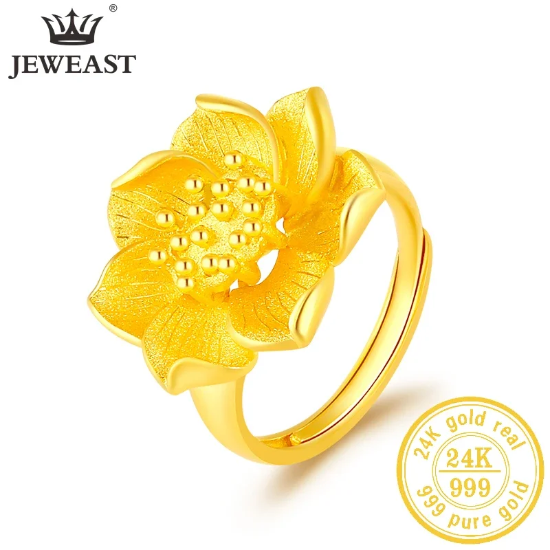 JLZB 24K Pure Gold Ring Real AU 999 Solid Gold Rings Elegant Shiny  Beautiful Upscale Trendy Classic Jewelry Hot Sell New 2023