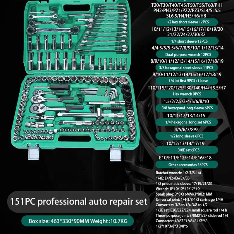 151Pcs Of Household Tool Kit Set Hardware Tools Sockets Set Car Repair Tool Kit Set