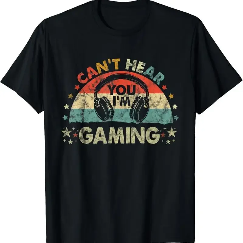 Can't Hear You I_m Gaming Funny Vintage Gamer Headset T Shirt