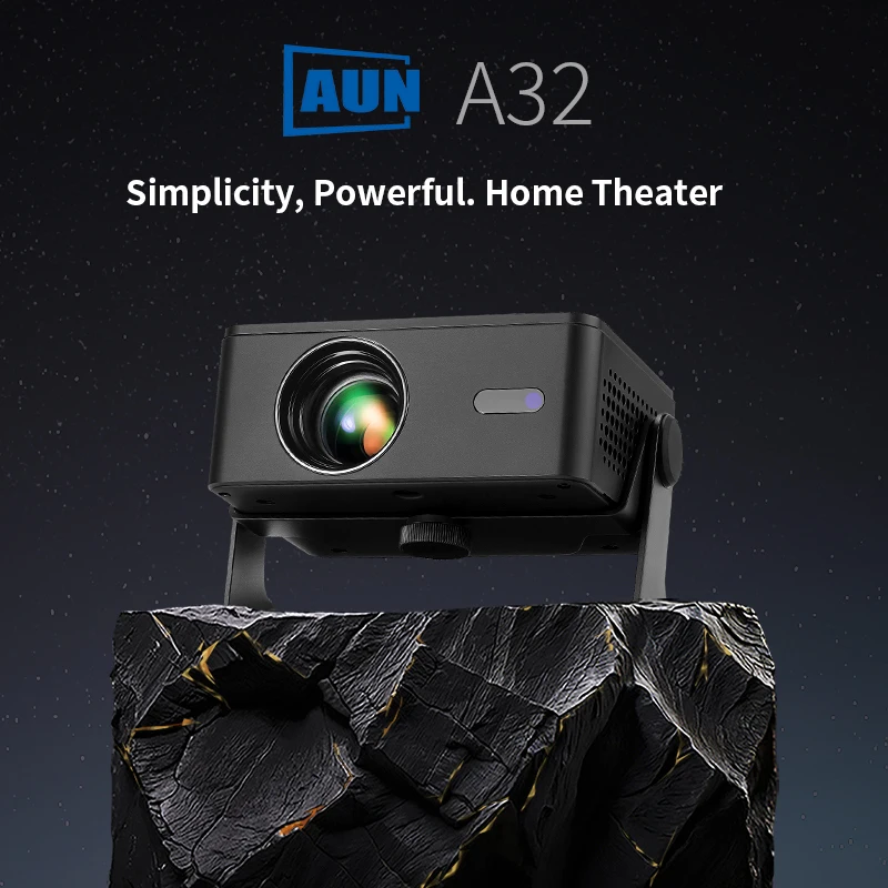 AUNโปรเจคเตอร์A32 โฮมเธียเตอร์แบบพกพา 1280*720P Videoprojector MINI Theater WIFIกระจกAndroid IOSสมาร์ทโฟน 1080P 4Kภาพยนตร์