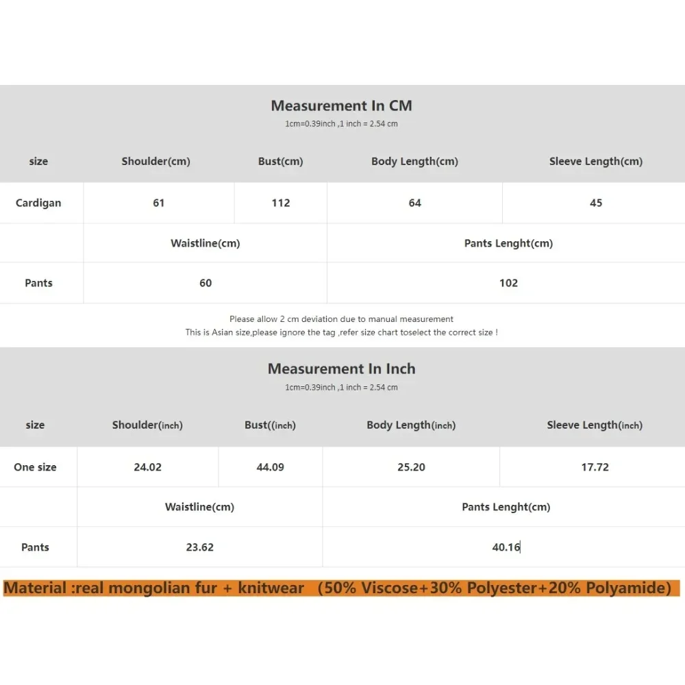 معطف المرأة محبوك دعوى المرأة سترة مجموعة ريال الأغنام المنغولية الفراء الأصفاد عالية الجودة الصوف ومزيج بلوفر مغزول وسراويل