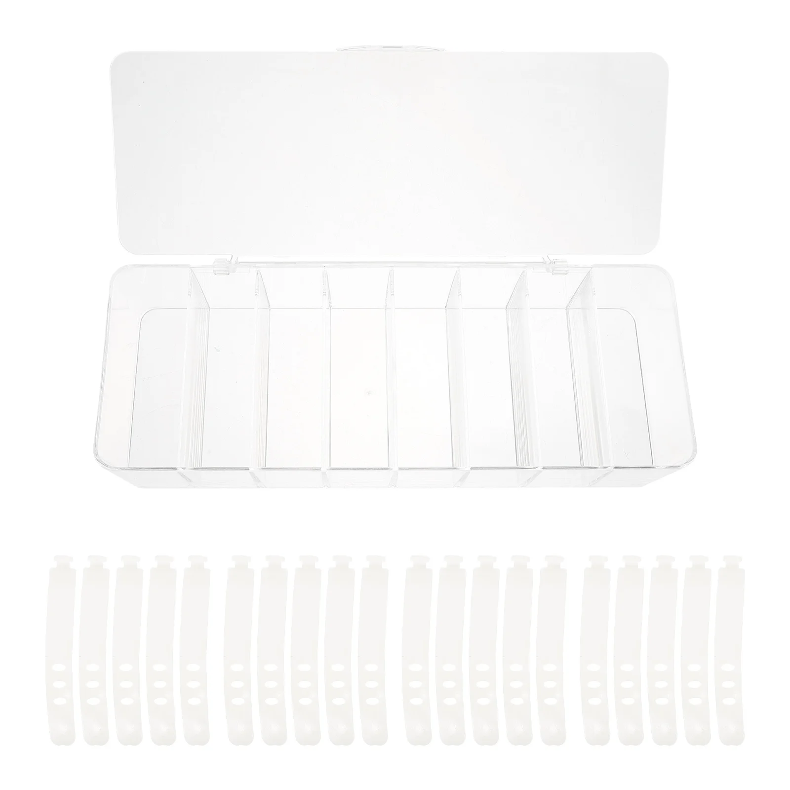 

8 Compartment Dustproof Cable Storage Box Plastic Waterproof Organizer for Cords Earphones Desktop Wire Management Clear