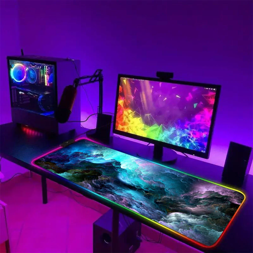 Space Large RGB Mouse Pad Gaming Mousepad LED Mouse Mat Gamer Mousemats Table Pads PC Desk Mat RGB Keyboard Mat XXL 80x30cm