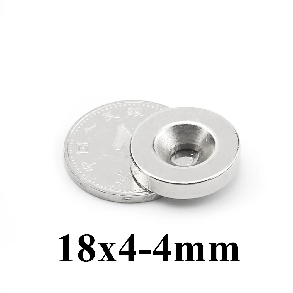 

50pcs 18x4mm Hole: 4mm Super Strong Round Neodymium Countersunk Ring Magnets N35 Neodymium Magnet